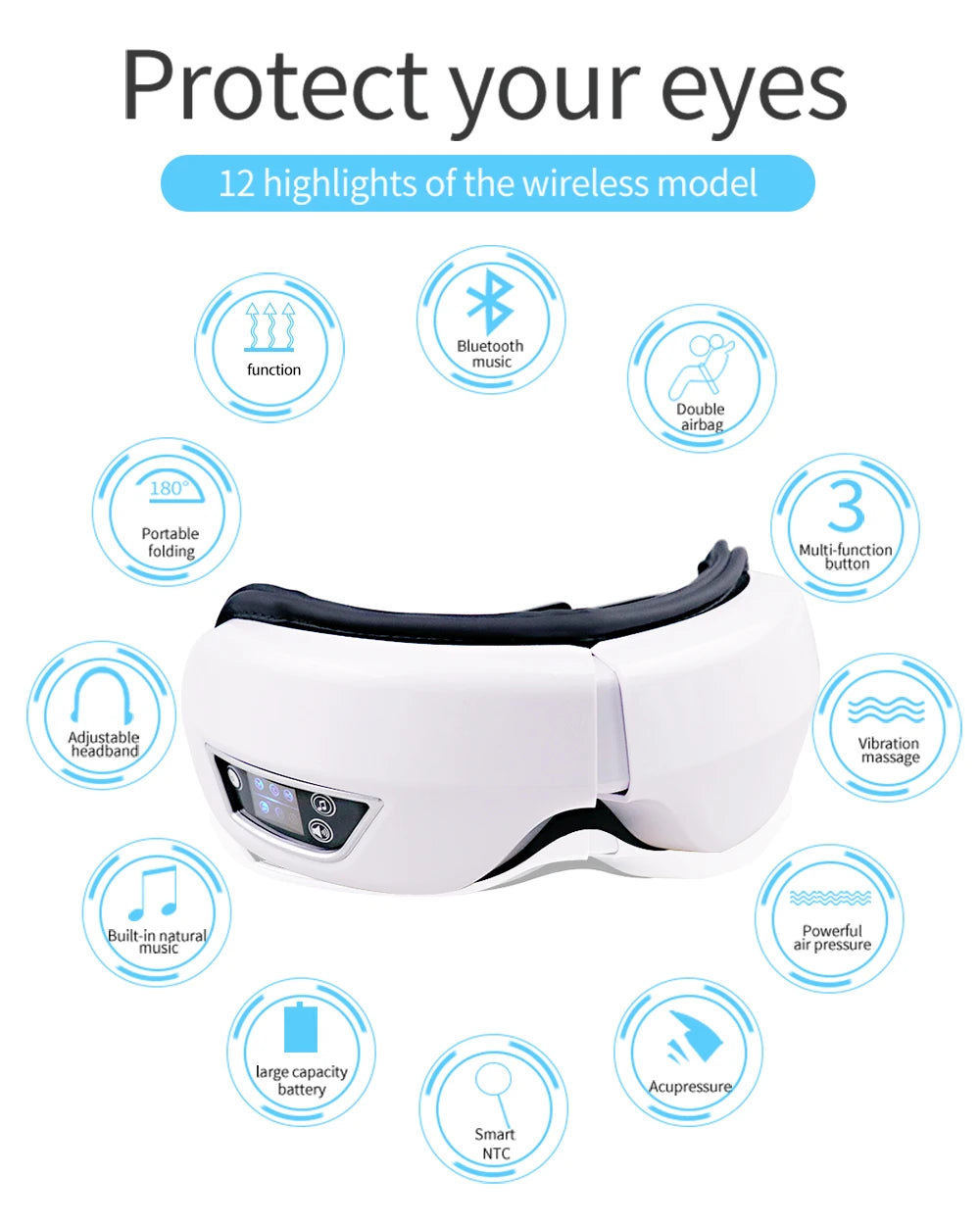 6D Smart Bluetooth Music Eye Massager
